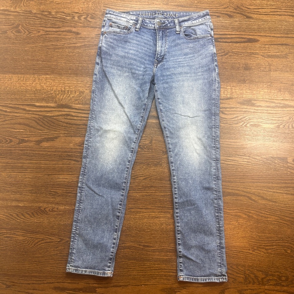 American Eagle Airflex+ Slim Jeans Mens 33x32 Medium Wash Blue Denim Pants